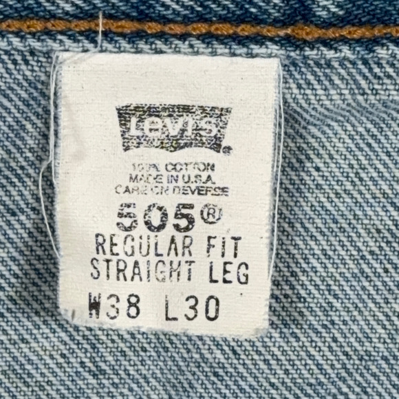 Vintage Levis 505 Jeans Mens 36x28 Blue Light Wash Regular Straight Denim 90s - Picture 5 of 12